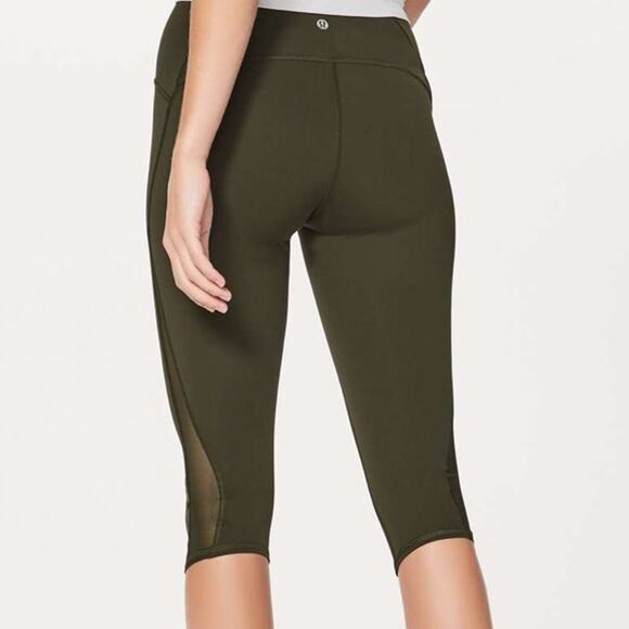 Lululemon Train Times Crop 17" Dark Olive Size 4 NEVER WORN - Picture 2 of 8